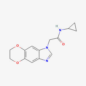 molecular formula C14H15N3O3 B11321127 N-cyclopropyl-2-(6,7-dihydro-1H-[1,4]dioxino[2,3-f]benzimidazol-1-yl)acetamide 