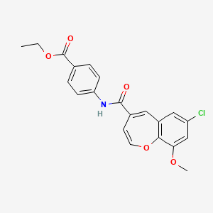 molecular formula C21H18ClNO5 B11321150 Ethyl 4-{[(7-chloro-9-methoxy-1-benzoxepin-4-yl)carbonyl]amino}benzoate 