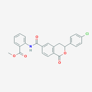 molecular formula C24H18ClNO5 B11321152 methyl 2-({[3-(4-chlorophenyl)-1-oxo-3,4-dihydro-1H-isochromen-6-yl]carbonyl}amino)benzoate 