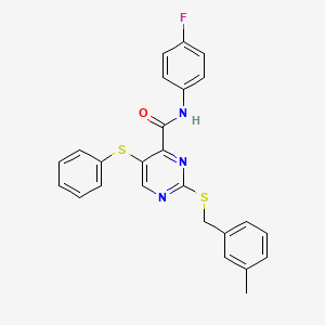 N-(4-fluorophenyl)-2-[(3-methylbenzyl)sulfanyl]-5-(phenylsulfanyl)pyrimidine-4-carboxamide