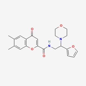 molecular formula C22H24N2O5 B11321164 N-[2-(furan-2-yl)-2-(morpholin-4-yl)ethyl]-6,7-dimethyl-4-oxo-4H-chromene-2-carboxamide 