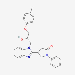 molecular formula C27H27N3O3 B11321184 4-{1-[2-hydroxy-3-(4-methylphenoxy)propyl]-1H-benzimidazol-2-yl}-1-phenylpyrrolidin-2-one 