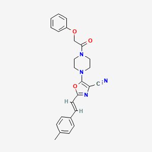 2-[(E)-2-(4-methylphenyl)ethenyl]-5-[4-(phenoxyacetyl)piperazin-1-yl]-1,3-oxazole-4-carbonitrile