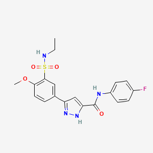 5-[3-(Ethylsulfamoyl)-4-methoxyphenyl]-N-(4-fluorophenyl)-1H-pyrazole-3-carboxamide