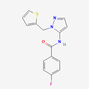 4-fluoro-N-[1-(thiophen-2-ylmethyl)-1H-pyrazol-5-yl]benzamide