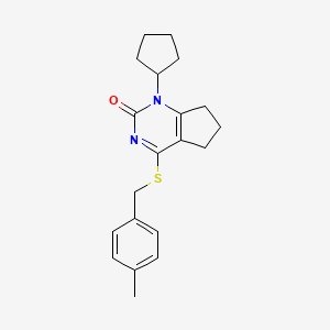 molecular formula C20H24N2OS B11321219 1-cyclopentyl-4-[(4-methylbenzyl)sulfanyl]-1,5,6,7-tetrahydro-2H-cyclopenta[d]pyrimidin-2-one 