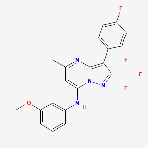 molecular formula C21H16F4N4O B11321226 3-(4-fluorophenyl)-N-(3-methoxyphenyl)-5-methyl-2-(trifluoromethyl)pyrazolo[1,5-a]pyrimidin-7-amine 