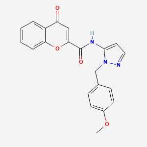 molecular formula C21H17N3O4 B11321237 N-[1-(4-methoxybenzyl)-1H-pyrazol-5-yl]-4-oxo-4H-chromene-2-carboxamide 