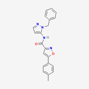 molecular formula C21H18N4O2 B11321266 N-(1-benzyl-1H-pyrazol-5-yl)-5-(4-methylphenyl)-1,2-oxazole-3-carboxamide 