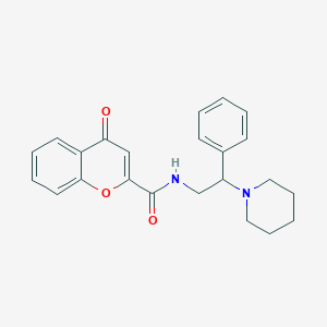 molecular formula C23H24N2O3 B11321281 4-oxo-N-[2-phenyl-2-(piperidin-1-yl)ethyl]-4H-chromene-2-carboxamide 