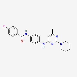 molecular formula C23H24FN5O B11321304 4-Fluoro-N-(4-{[6-methyl-2-(piperidin-1-YL)pyrimidin-4-YL]amino}phenyl)benzamide 