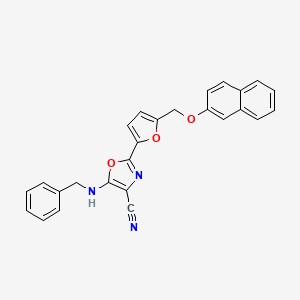 5-(Benzylamino)-2-{5-[(naphthalen-2-yloxy)methyl]furan-2-yl}-1,3-oxazole-4-carbonitrile