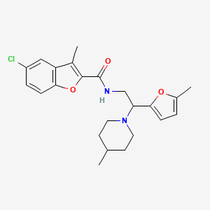 5-chloro-3-methyl-N-[2-(5-methylfuran-2-yl)-2-(4-methylpiperidin-1-yl)ethyl]-1-benzofuran-2-carboxamide