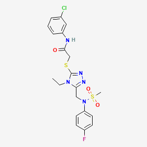 molecular formula C20H21ClFN5O3S2 B11321437 N-(3-chlorophenyl)-2-[(4-ethyl-5-{[(4-fluorophenyl)(methylsulfonyl)amino]methyl}-4H-1,2,4-triazol-3-yl)sulfanyl]acetamide 