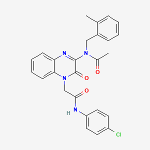 molecular formula C26H23ClN4O3 B11321478 N-(4-{2-[(4-chlorophenyl)amino]-2-oxoethyl}-3-oxo-3,4-dihydroquinoxalin-2-yl)-N-(2-methylbenzyl)acetamide 