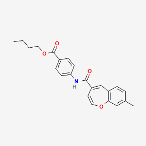 molecular formula C23H23NO4 B11321529 Butyl 4-{[(8-methyl-1-benzoxepin-4-yl)carbonyl]amino}benzoate 