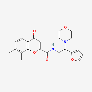 molecular formula C22H24N2O5 B11321536 N-[2-(furan-2-yl)-2-(morpholin-4-yl)ethyl]-7,8-dimethyl-4-oxo-4H-chromene-2-carboxamide 