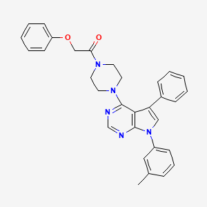 molecular formula C31H29N5O2 B11321539 1-{4-[7-(3-methylphenyl)-5-phenyl-7H-pyrrolo[2,3-d]pyrimidin-4-yl]piperazin-1-yl}-2-phenoxyethanone 