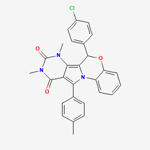 molecular formula C28H22ClN3O3 B11321573 9-(4-chlorophenyl)-12,14-dimethyl-17-(4-methylphenyl)-8-oxa-1,12,14-triazatetracyclo[8.7.0.02,7.011,16]heptadeca-2,4,6,10,16-pentaene-13,15-dione 