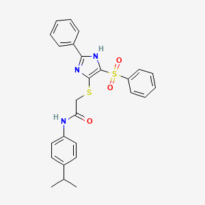 2-{[2-phenyl-4-(phenylsulfonyl)-1H-imidazol-5-yl]sulfanyl}-N-[4-(propan-2-yl)phenyl]acetamide