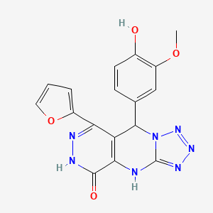 10-(furan-2-yl)-8-(4-hydroxy-3-methoxyphenyl)-2,4,5,6,7,11,12-heptazatricyclo[7.4.0.03,7]trideca-1(9),3,5,10-tetraen-13-one