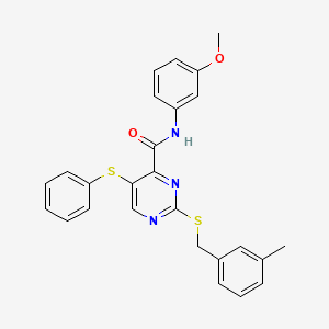 N-(3-methoxyphenyl)-2-[(3-methylbenzyl)sulfanyl]-5-(phenylsulfanyl)pyrimidine-4-carboxamide