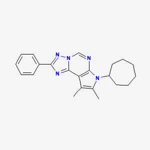 molecular formula C22H25N5 B11321747 7-cycloheptyl-8,9-dimethyl-2-phenyl-7H-pyrrolo[3,2-e][1,2,4]triazolo[1,5-c]pyrimidine 