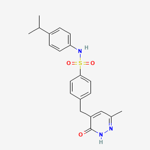 molecular formula C21H23N3O3S B11321766 4-[(6-methyl-3-oxo-2,3-dihydropyridazin-4-yl)methyl]-N-[4-(propan-2-yl)phenyl]benzenesulfonamide 