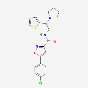 molecular formula C20H20ClN3O2S B11321774 5-(4-chlorophenyl)-N-[2-(pyrrolidin-1-yl)-2-(thiophen-2-yl)ethyl]-1,2-oxazole-3-carboxamide 