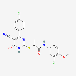 N-(3-Chloro-4-methoxyphenyl)-2-{[4-(4-chlorophenyl)-5-cyano-6-oxo-1,6-dihydropyrimidin-2-YL]sulfanyl}propanamide