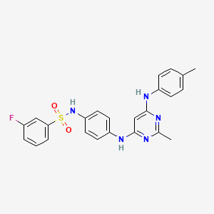 molecular formula C24H22FN5O2S B11321909 3-fluoro-N-(4-((2-methyl-6-(p-tolylamino)pyrimidin-4-yl)amino)phenyl)benzenesulfonamide 