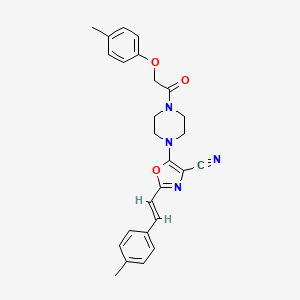 molecular formula C26H26N4O3 B11321968 5-{4-[(4-methylphenoxy)acetyl]piperazin-1-yl}-2-[(E)-2-(4-methylphenyl)ethenyl]-1,3-oxazole-4-carbonitrile 