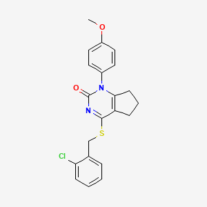 molecular formula C21H19ClN2O2S B11321996 4-[(2-chlorobenzyl)sulfanyl]-1-(4-methoxyphenyl)-1,5,6,7-tetrahydro-2H-cyclopenta[d]pyrimidin-2-one 