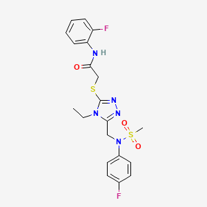 molecular formula C20H21F2N5O3S2 B11321997 2-[(4-ethyl-5-{[(4-fluorophenyl)(methylsulfonyl)amino]methyl}-4H-1,2,4-triazol-3-yl)sulfanyl]-N-(2-fluorophenyl)acetamide 