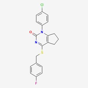 1-(4-chlorophenyl)-4-[(4-fluorobenzyl)sulfanyl]-1,5,6,7-tetrahydro-2H-cyclopenta[d]pyrimidin-2-one