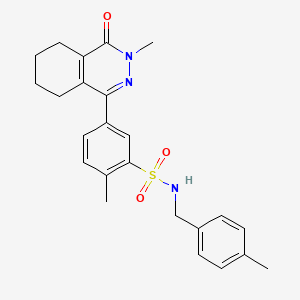 molecular formula C24H27N3O3S B11322183 2-methyl-N-(4-methylbenzyl)-5-(3-methyl-4-oxo-3,4,5,6,7,8-hexahydrophthalazin-1-yl)benzenesulfonamide 