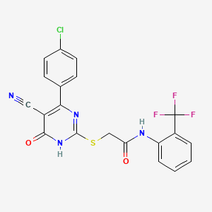 molecular formula C20H12ClF3N4O2S B11322211 2-{[4-(4-Chlorophenyl)-5-cyano-6-oxo-1,6-dihydropyrimidin-2-YL]sulfanyl}-N-[2-(trifluoromethyl)phenyl]acetamide 