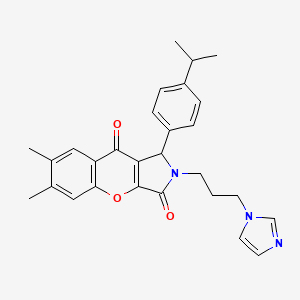 molecular formula C28H29N3O3 B11322231 2-[3-(1H-imidazol-1-yl)propyl]-6,7-dimethyl-1-[4-(propan-2-yl)phenyl]-1,2-dihydrochromeno[2,3-c]pyrrole-3,9-dione 