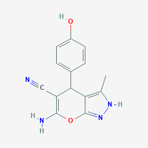 molecular formula C14H12N4O2 B113223 6-氨基-4-(4-羟基苯基)-3-甲基-1,4-二氢吡喃并[2,3-c]吡唑-5-腈 CAS No. 89607-43-2