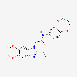 molecular formula C22H23N3O5 B11322347 N-(3,4-dihydro-2H-1,5-benzodioxepin-7-yl)-2-(2-ethyl-6,7-dihydro-1H-[1,4]dioxino[2,3-f]benzimidazol-1-yl)acetamide 