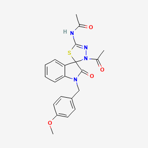 molecular formula C21H20N4O4S B11322370 N-[3'-acetyl-1-(4-methoxybenzyl)-2-oxo-1,2-dihydro-3'H-spiro[indole-3,2'-[1,3,4]thiadiazol]-5'-yl]acetamide 