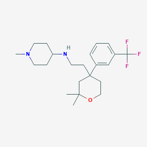 molecular formula C22H33F3N2O B11322445 N-(2-{2,2-dimethyl-4-[3-(trifluoromethyl)phenyl]tetrahydro-2H-pyran-4-yl}ethyl)-1-methylpiperidin-4-amine 