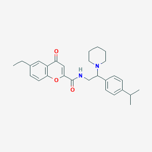 6-Ethyl-4-oxo-N-[2-(piperidin-1-YL)-2-[4-(propan-2-YL)phenyl]ethyl]-4H-chromene-2-carboxamide