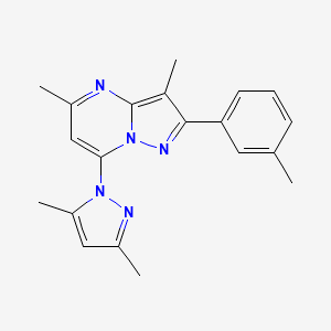 molecular formula C20H21N5 B11322475 1-[3,5-dimethyl-2-(3-methylphenyl)pyrazolo[1,5-a]pyrimidin-7-yl]-3,5-dimethyl-1H-pyrazole 