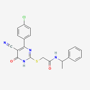 molecular formula C21H17ClN4O2S B11322481 2-{[4-(4-Chlorophenyl)-5-cyano-6-oxo-1,6-dihydropyrimidin-2-YL]sulfanyl}-N-(1-phenylethyl)acetamide 