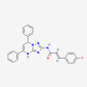 (2E)-N-(5,7-diphenyl-3,7-dihydro[1,2,4]triazolo[1,5-a]pyrimidin-2-yl)-3-(4-fluorophenyl)prop-2-enamide