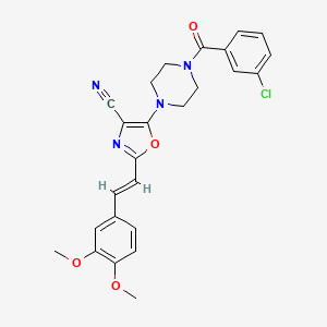 5-{4-[(3-chlorophenyl)carbonyl]piperazin-1-yl}-2-[(E)-2-(3,4-dimethoxyphenyl)ethenyl]-1,3-oxazole-4-carbonitrile