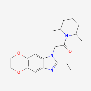 molecular formula C20H27N3O3 B11322609 1-(2,6-dimethylpiperidin-1-yl)-2-(2-ethyl-6,7-dihydro-1H-[1,4]dioxino[2,3-f]benzimidazol-1-yl)ethanone 