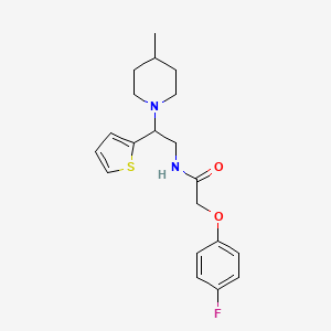 molecular formula C20H25FN2O2S B11322627 2-(4-fluorophenoxy)-N-[2-(4-methylpiperidin-1-yl)-2-(thiophen-2-yl)ethyl]acetamide 