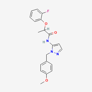 molecular formula C20H20FN3O3 B11322638 2-(2-fluorophenoxy)-N-[1-(4-methoxybenzyl)-1H-pyrazol-5-yl]propanamide 